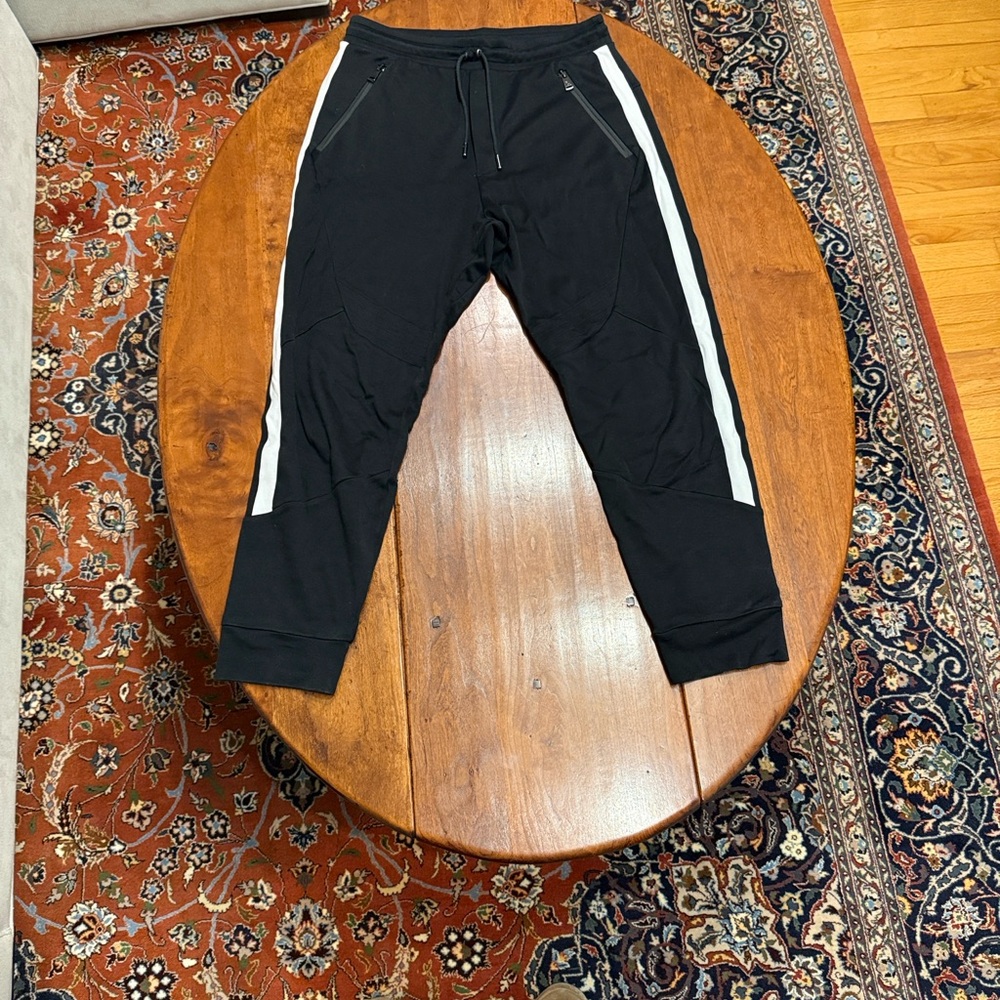 Ralph Lauren Purple Label Black Joggers with White Stripes
